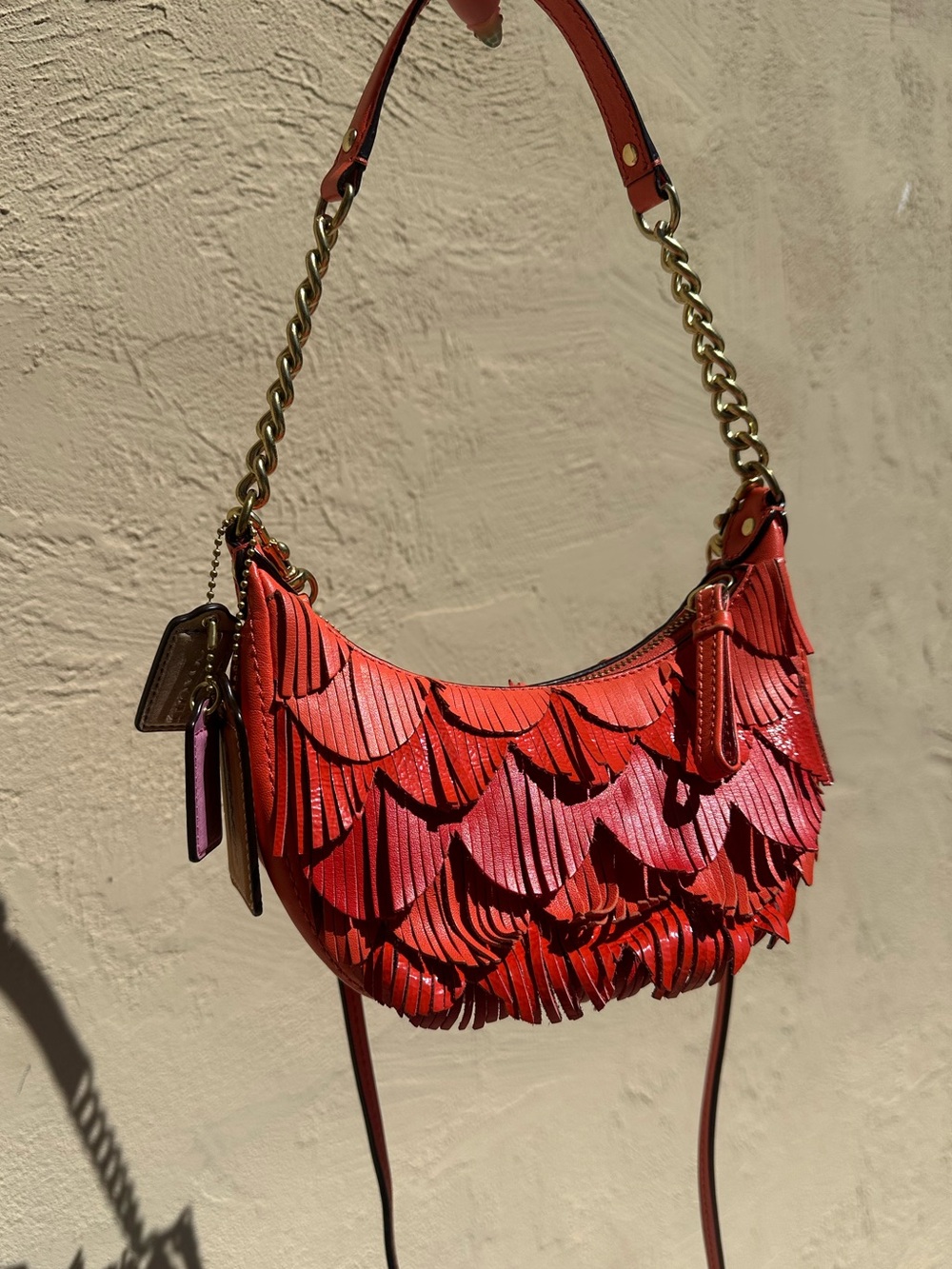 🍊 Y2K Coach Poppy Mini  Fringe Leather Shoulder/ Crossbody Bag 22484 🍊